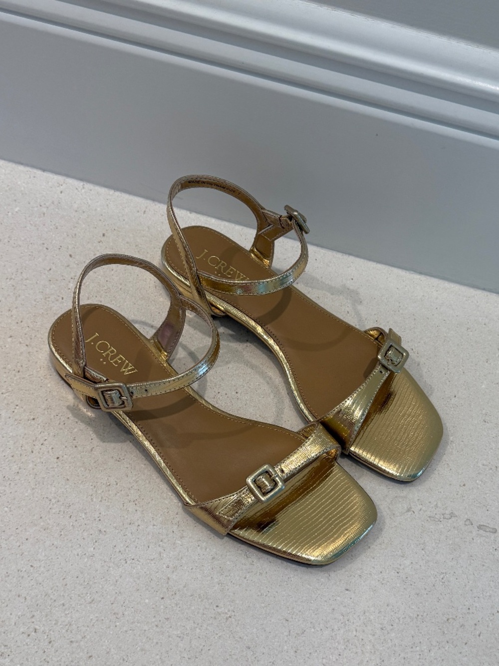 Gold Ankle-Strap Sandals - NEW!! - Picture 3 of 9